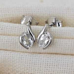 White Topaz <b>Studs</b> Contemporary Elegant Everyday Wear Jewelry - Product Image 1