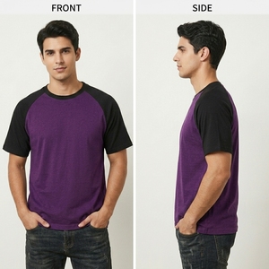 Wholesale Colorful Raglan Short Sleeves Summer Loose Work Team T-shirts with <b>Logo</b> Oversized tshirt in youth and adult sizes - Product Image 2