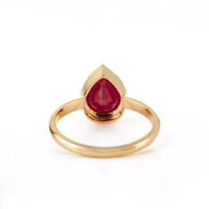 Productos en Oferta, Anillo de Compromiso de Oro Amarillo Real de 18K con una Sola Piedra de Rubí Genuino Negro Chapado en Rodio, Joyería para Mujer - Product Image 6