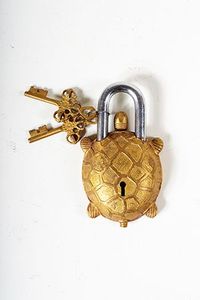 Antique Gold Brass <b>Padlock</b> Eco Friendly Powder Coated Durable Security Door Lock Custom Size Available - Product Image 5