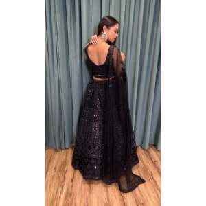 Designer Lehenga Choli for Parties <b>Spaghetti</b> <b>Strap</b> Waistline with Dori & Sequence Work - Product Image 1