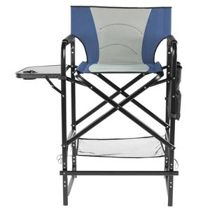 31\" <b>Tall</b> Portable Bar Height Directors Chair with Cup Holder & Side <b>Table</b> Storage 4-Fold Camping Chair and Footrest - Product Image 4
