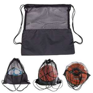 Zexel ZS-004 Black Mesh <b>Drawstring</b> <b>Backpack</b> Polyester Light Large Capacity Reusable Softback for Travel Outdoor Sports - Product Image 1