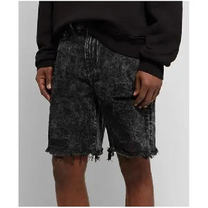 Shorts en jean décontractés pour hommes, taille haute, respirants, en mélange de coton, coupe slim, lavables, coupe droite, effet usé - Product Image 4
