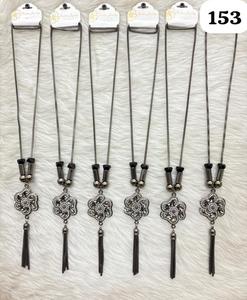 Collier long PingBling en alliage de zinc couleur canon de fusil avec pendentif spirale en cristal fumé, élégant, multi-chaînes et pompon pour femme - Product Image 1