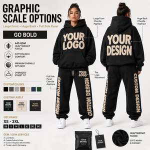 Custom Eco-Friendly 3D Embroidery Dropped Crotch <b>Jogger</b> Fit Hoodie <b>Jogger</b> Set Heavy Loopback <b>Fleece</b> for <b>Women</b> Casual Wear Label - Product Image 3