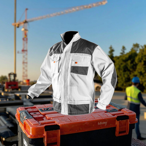 Unisex Wholesale Black <strong>White</strong> Splicing Working Jacket Durable Anti-Wrinkle <strong>Work</strong> <strong>Coat</strong> - Product Image 4