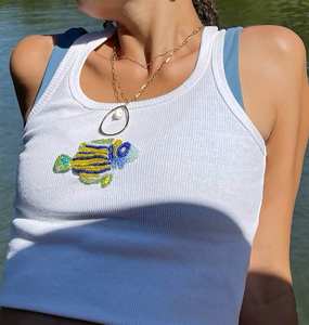 Parche de animales marinos de cuentas de vidrio personalizadas, bordado a mano, apliques de vida marina para coser en ropa, camisetas, decoración y manualidades. - Product Image 1