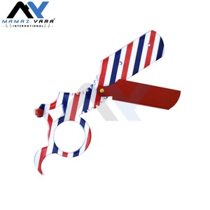 Professional Single Ring Striped Stainless Steel Straight Edge <b>Razor</b> Sustainable Single Blade Barber Shavette <b>Mens</b> Shaving Tool - Product Image 2