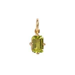 Pendentif charme en pierre précieuse péridot taille baguette |   Breloque plaquée or avec pierre de naissance sertie à griffes pour la fabrication de bijoux - Product Image 1