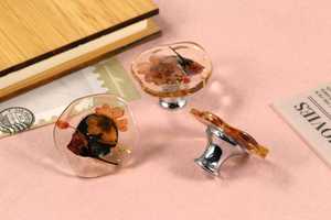 Resin Dried Flower Unique Cabinet Drawer Knob Eco-Friendly Handmade Modern Europe Simple Style Furniture Hardware - Product Image 3