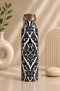Handmade Mandala Enamel Copper <b>Water</b> <b>Bottle</b> Set with <b>White</b> Finish – Luxury Ayurvedic Leakproof Copper Drinkware for Home Office - Product Image 5