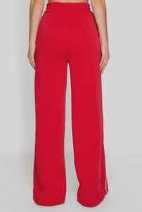 Pantalon de survêtement décontracté rouge pour femme, coupe ample, taille élastique, couleur unie, 100 % coton, poids moyen, respirant, idéal pour le printemps - Product Image 6