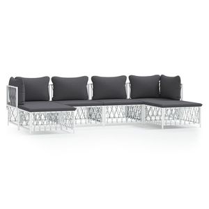 Ensemble de salon de jardin en tissu tissé blanc avec structure en acier thermolaqué et matériau Textilene durable - Product Image 2