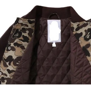 Chaqueta Bomber de Lana para Hombre, Camuflaje en la Parte Delantera, Color Sólido, Cuello Camisero, Largo Regular, Formal, Resistente al Viento e Impermeable, Poliéster - Product Image 3