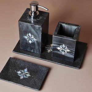 Luxury Eco-Friendly Stocked 4pcs Resin Hotel Bathroom Accessory <b>Set</b> <b>Square</b> Shape Five-piece <b>Set</b> - Product Image 3