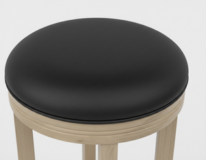 Ensemble de 2 tabourets de bar ronds modernes en bois massif avec 2 pieds courbés - Durables et légers - Product Image 5