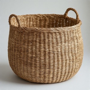 Rustic Classic Pattern Durable Multifunctional Seagrass <b>Basket</b> for Kitchen <b>Bathroom</b> Living Room with Warm Natural Texture - Product Image 2