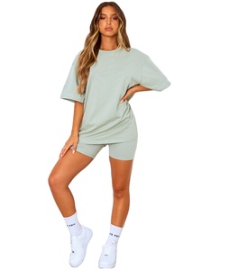 Women Summer <b>Set</b> Solid Lightweight Breathable Casual Two Piece Above Knee Zipper Short <b>Set</b> for Daily Wear 100% Cotton - Product Image 1