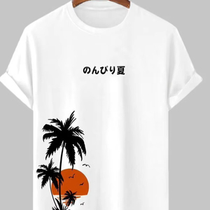 เสื้อยืดคอกลมผู้ชาย ผ้าโพลีเอสเตอร์ผสมคอตตอน พิมพ์โลโก้ตามสั่ง สีพื้น น้ำหนัก 240 กรัม คุณสมบัติป้องกันขนร่วง สไตล์ฤดูร้อน - Product Image 1