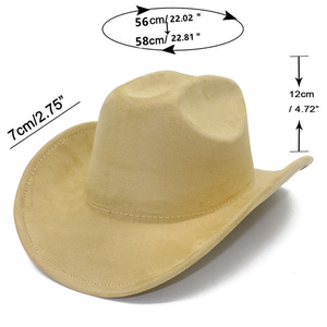 Custom LOGO Big Wide Brim Suede Cowboy <b>Hat</b> for Women <b>Men</b> Western Cowgirl Roll up <b>Fedora</b> <b>Hats</b> - Product Image 2