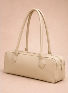Premium <b>Cream</b> Genuine Leather Vintage <b>Handbag</b> Women Minimalist Structured Shoulder Tote ZIP Closure Polyester Lining Elegant - Product Image 2