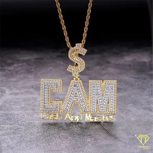 Colgante de Lujo con Letra 'CAM' de Moissanita y Diamantes, Cadena Hip Hop Personalizada Estilo Cash, Joyería Bling para Hombre - Product Image 3