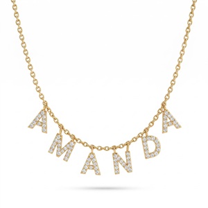 Elegant Lab Grown Diamond Name Necklace 14K 18K Gold Round Brilliant Cut Luxury Diamond Jewelry Birthday Gift for Women - Product Image 1