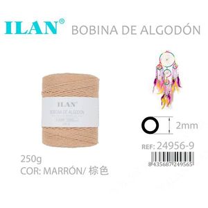 Cordon en coton Ilan 2 mm marron, bobine de 250 g pour travaux manuels - Product Image 3