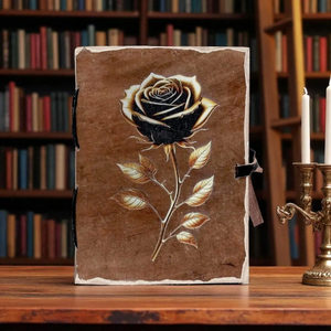 Cuaderno de hechizos de bruja con estampado de rosas, tamaño A5, mini diario de cuero vintage, grimoire, diario, cuaderno de tapa dura con correa y cierre, regalo para lectura y viajes - Product Image 4