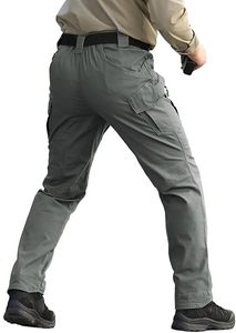 Pantalon cargo tactique gris foncé pour homme, taille haute, plusieurs poches, en toile, style vêtements de travail, séchage rapide, pantalon d'extérieur pour l'automne - Product Image 5