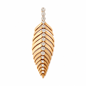 Juego de Pendientes con Colgante de Diamantes y Diseño de Hoja en Oro Rosa de 18 Quilates para Mujer, Joyería Fina de Alto Brillo, Regalo para Fiestas - Product Image 3