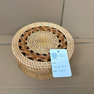 Handwoven Rattan <b>Storage</b> Box With Lid Natural Wicker Organizer Basket Handmade Home <b>Storage</b> <b>Container</b> From Vietnam - Product Image 1