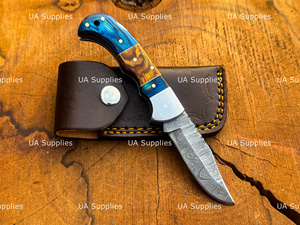 Couteau pliant de poche Premium en acier Damas avec verrouillage, manche en bois, qualité industrielle, pour la chasse en extérieur, EDC, fourniture OEM B2B, vente en gros, direct usine - Product Image 6
