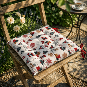 Coussin lombaire matelassé en coton 100% nouvelle collection, motif imprimé de Noël, coussin de siège doux de qualité supérieure, coussin de chaise de Noël - Product Image 1