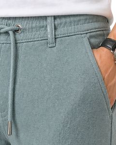 Men Dusty Blue Slim Fit Casual Jogger Pants Elastic Waist <b>Drawstring</b> <b>Trousers</b> Soft Fabric Comfortable Daily Wear Stylish Look - Product Image 3