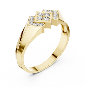 Bague géométrique carrée en or jaune avec diamants de laboratoire pour homme, alliance moderne et audacieuse, cadeau de joaillerie fine - Product Image 3