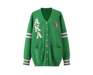 New <b>Design</b> Long Sleeve V-neck Logo Brand Knitted Embroidery Cardigan Custom Chenille Patch Men Sweater - Product Image 2