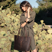 Bolso Tote Casual de Cuero Genuino para Mujer, Estilo Vintage Minimalista y Elegante, con Logotipo Personalizado, Duradero, para Uso Diario, Playa, Portátil y Abierto