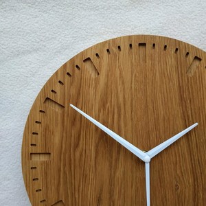Hand Crafted Round Wooden Wall <b>Clock</b> Analog Quartz Minimalist Design Silent For Living Room - Product Image 2