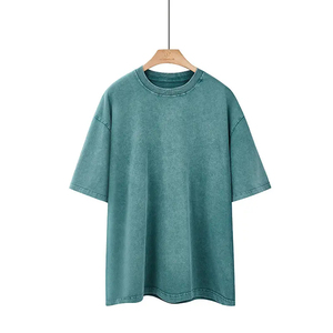 T-shirt pour homme en coton 100% délavé à l'acide, imprimé sur mesure, style streetwear, respirant, séchage rapide, col rond, coupe classique, tissu 300g - Product Image 1