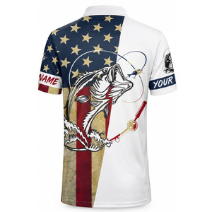 Polo de pêche pour homme avec drapeau américain, séchage rapide, protection UPF 50, impression par sublimation, nom personnalisé - Product Image 3