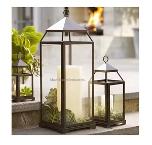 Best Quality Modern Luxury Eco-Friendly Glass/Iron <b>Black</b> Finished Handmade <b>Candle</b> <b>Lanterns</b> for Home Garden Wedding Events Decor - Product Image 1