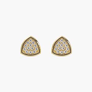 Pendientes de Diamante Cultivado en Laboratorio, Diseño Triangular, Oro Amarillo de 14K, Pavé, Diseño Geométrico Pequeño, Certificado IGI, Elegantes y Minimalistas, para Compromiso - Product Image 2