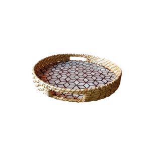 Handmade Mother Of Pearl Inlay Decorative <b>Serving</b> <b>Tray</b> Set With T-Light Holder Luxury <b>Black</b> & White Floral Design Home Decor - Product Image 5