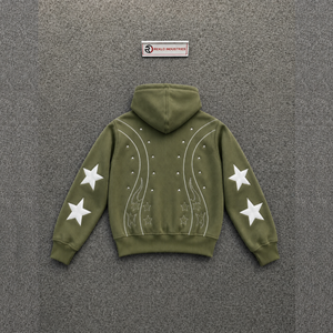 CASUAL OLIVE ZIP UP HOODIE URBAN FASHION HEAVYWEIGHT LOOSE FIT HOODIE RELAXED FIT PREMIUM STREETWEAR PREMIUM STREETWEAR COMFY ST - Product Image 5
