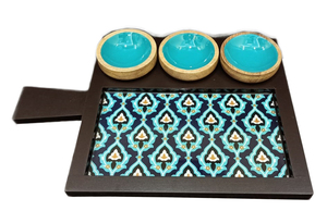 Rectangular Wooden Serving Tray with Floral Pattern Bohemian Design Tableware Storage Trays Varnished Finish Wooden Platter bowl - Product Image 1