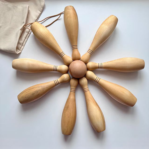 Handcrafted Wooden Freestanding <b>Bowling</b> Toy Set Smooth Finish Skittles Pins Educational Balance Coordination Game Indoor Outdoor - Product Image 4