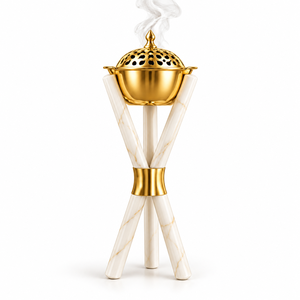 Stainless Steel Incense <b>Bakhoor</b> <b>Burner</b> with Sandalwood Stand Aromatherapy Diffuser for All-Season Use - Product Image 1