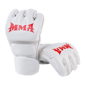 Gants de boxe en cuir blanc pour adultes, gants d'entraînement MMA, sangle de poignet réglable, équipement d'arts martiaux antidérapant - Product Image 2